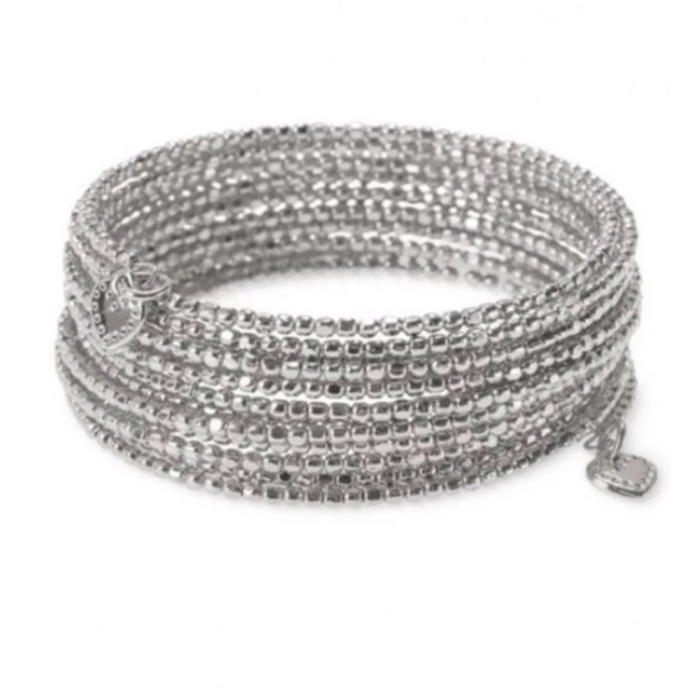 NIB Stella & Dot Bardot Spiral Bangle Bracelet in Silver